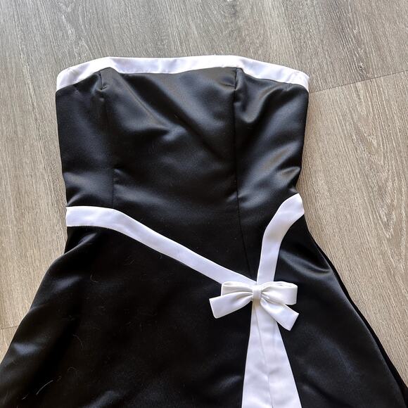 Gunne Sax Jessica McClintock Vintage 90s Y2K Black White Bow Formal Dress SZ 3/4 - Picture 2 of 10